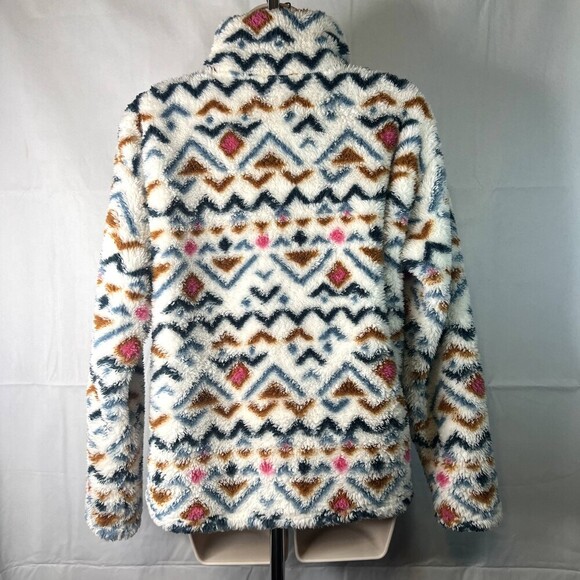 Eddie Bauer Aztec Plush 1/4 Zip Fuzzy Fleece Soft Cozy Pullover Size Small - Picture 2 of 10